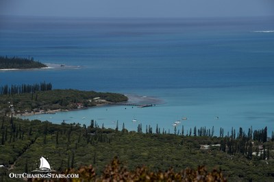 Photo looking down on Kuto Bay at the Iles des Pins