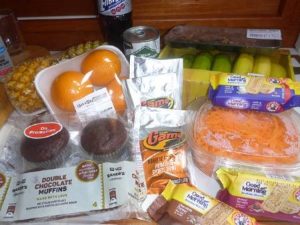 Picture of food supplies on a table.